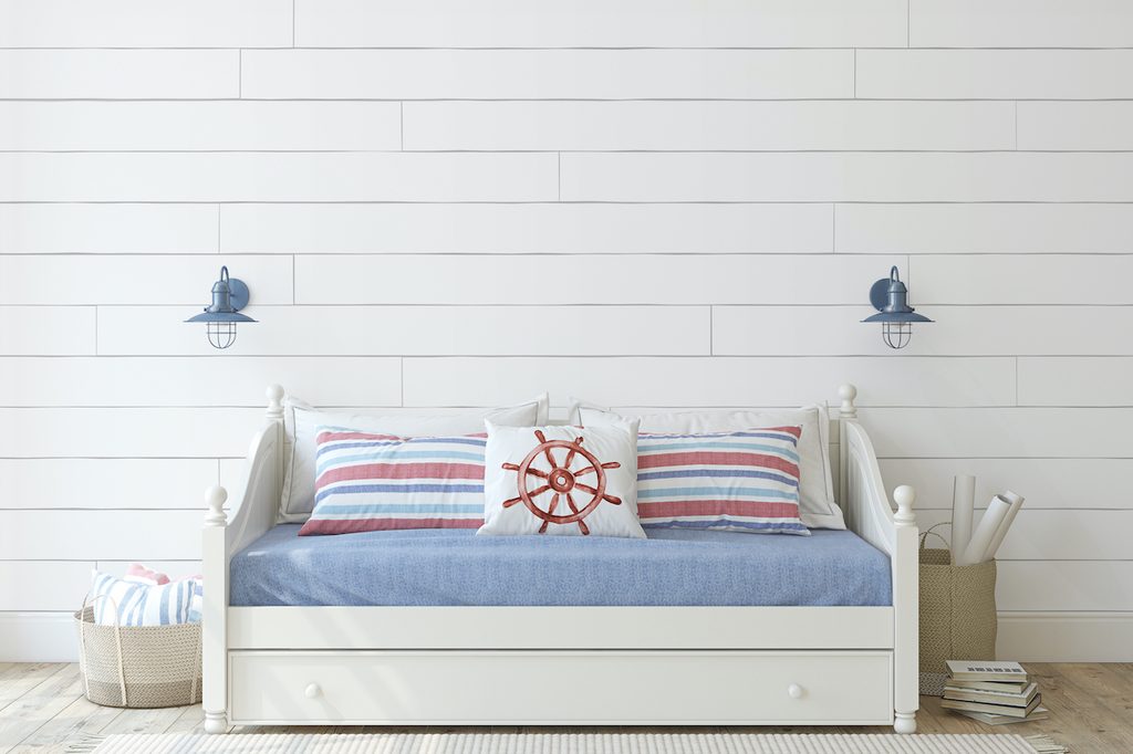 coastal decor daybed bench in light color palette