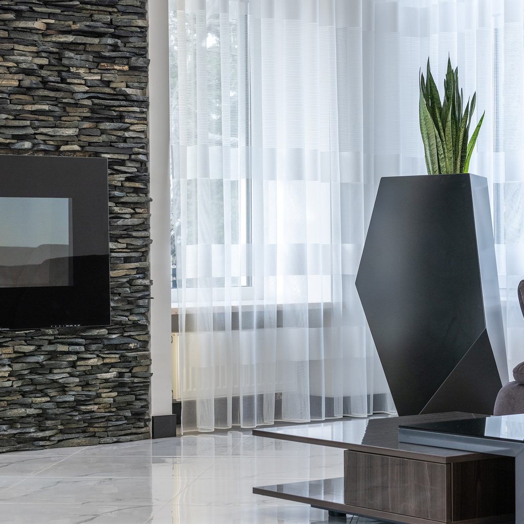 Electric fireplace in modern living room