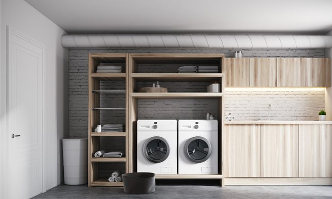 Laundry room in garage