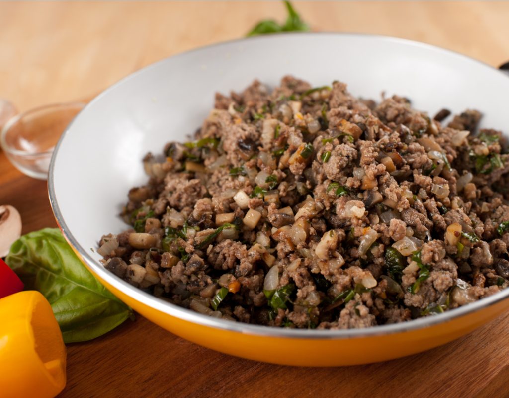 Ground beef in bowl