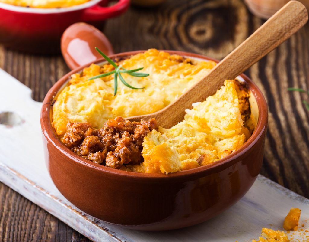 Ground beef in casserole dish