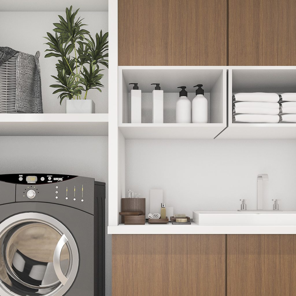 Minimalist modern laundry room