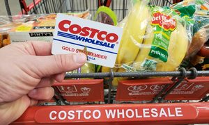 Person grocery shopping with a Costco membership