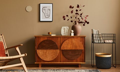 retro vintage room design with neutral color palette
