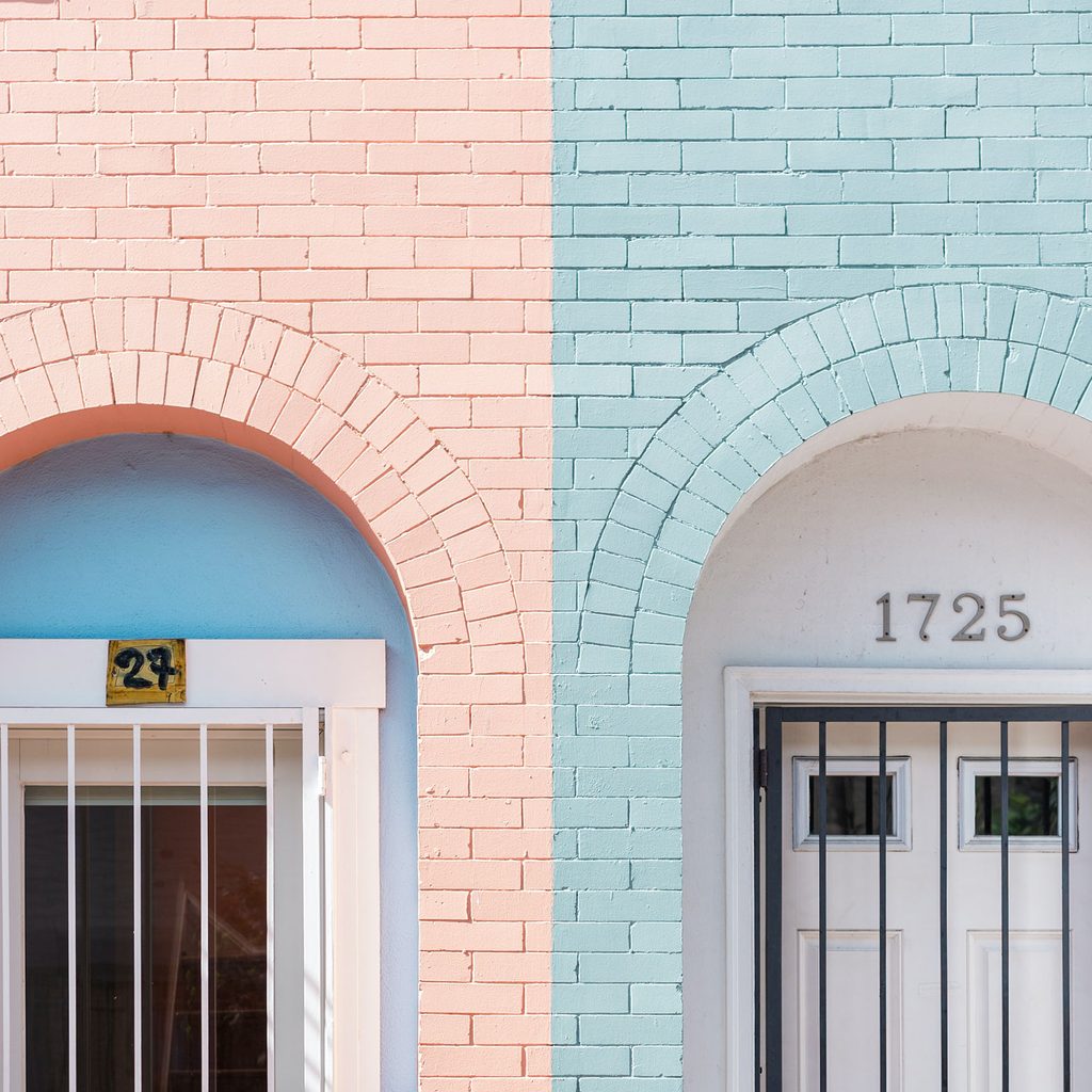 Brick doorways painted with pastels