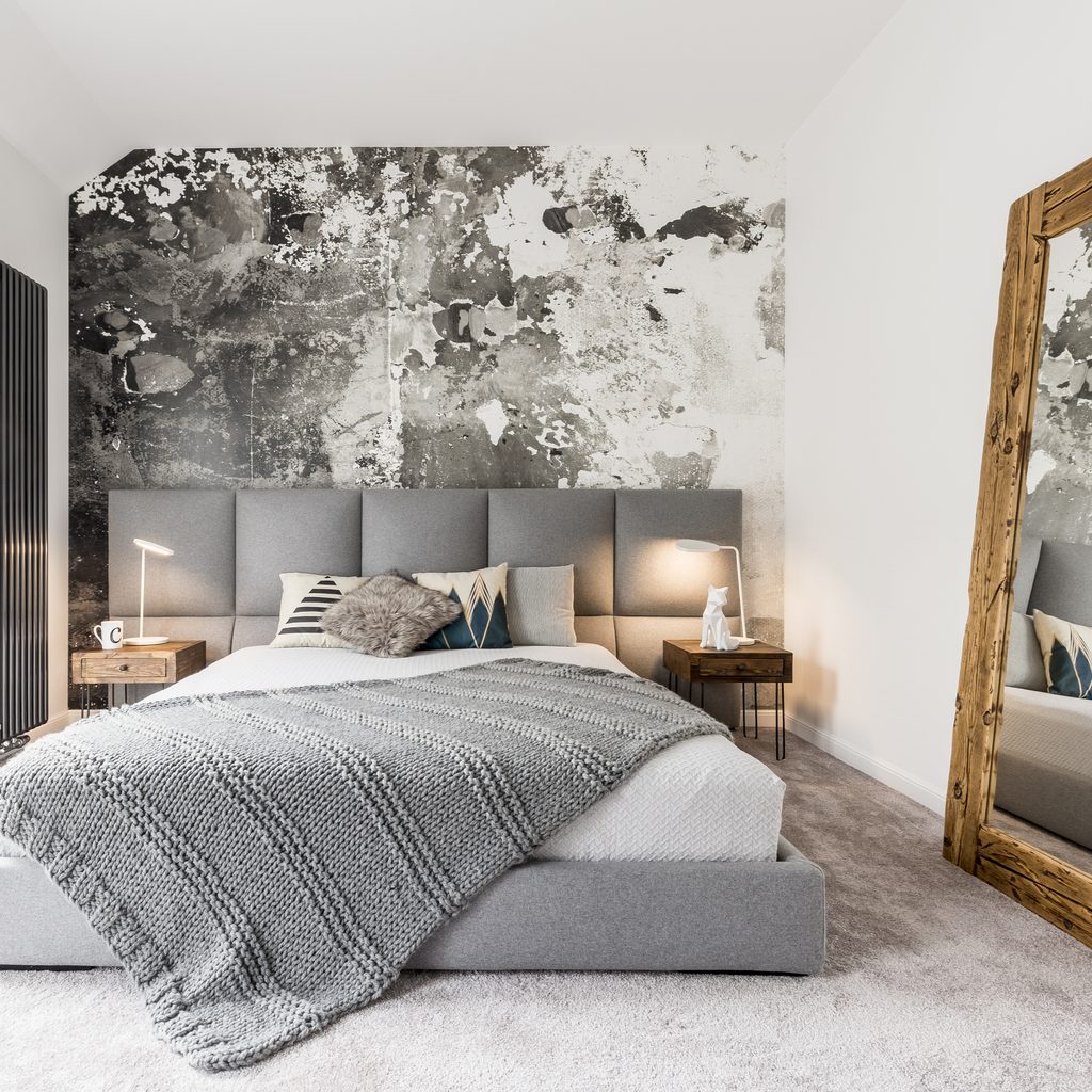 gray modern rustic bedroom design
