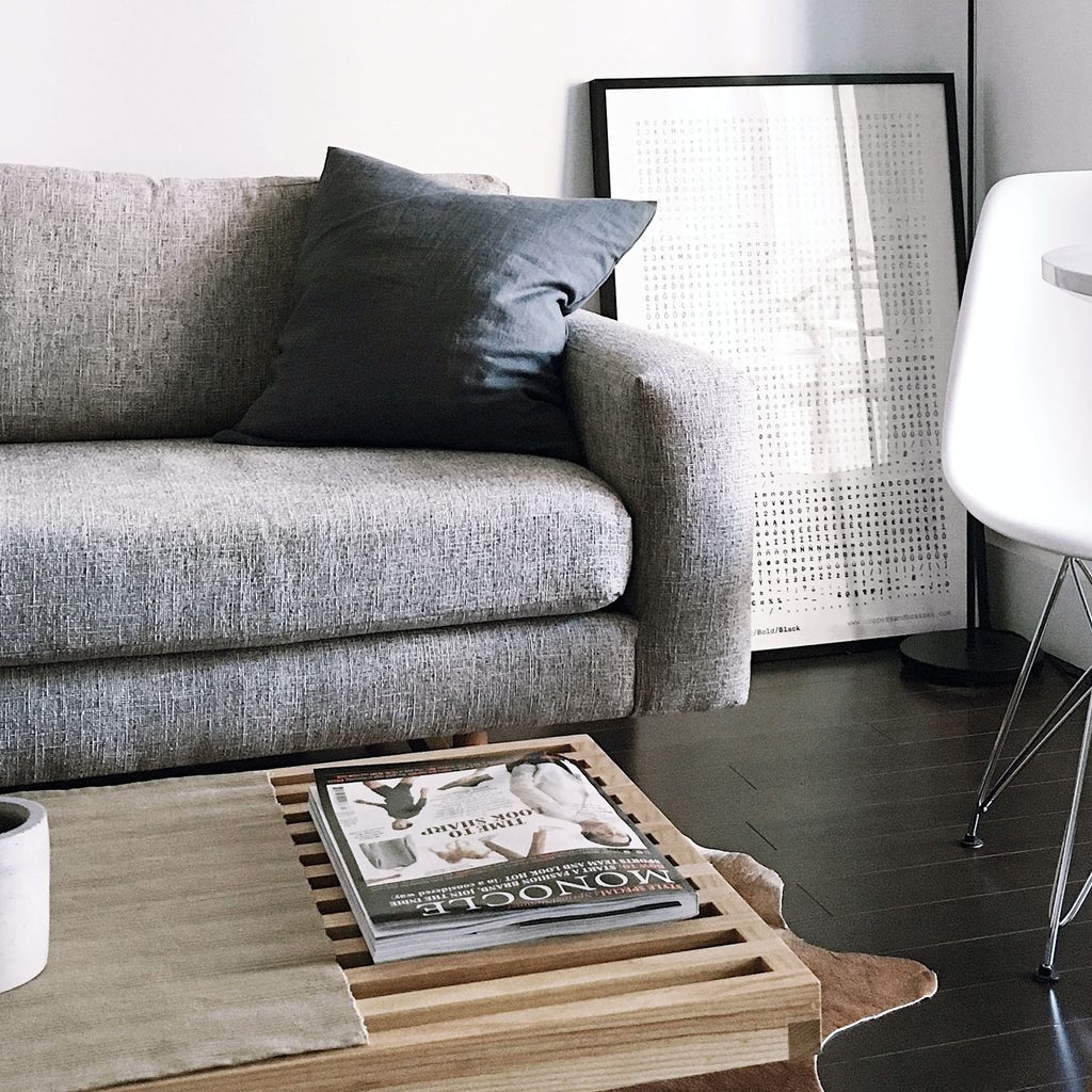 Small living space with eclectic furniture