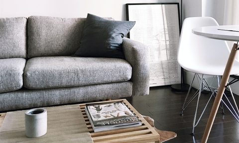 Small living space with eclectic furniture