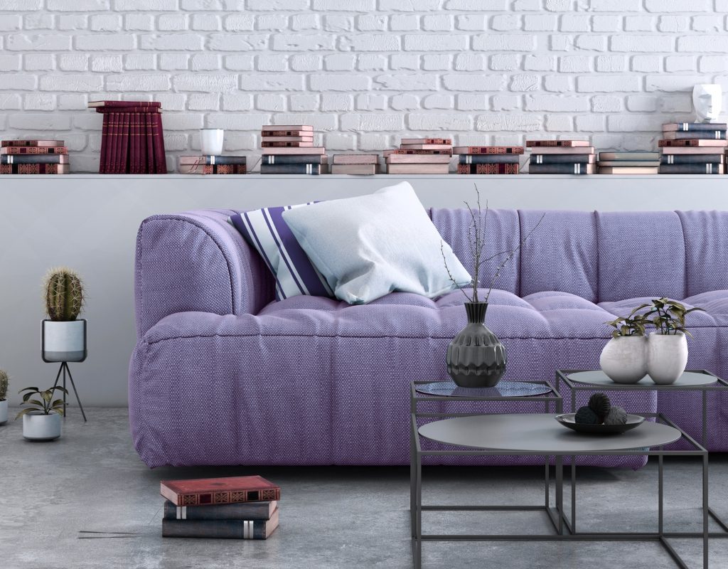 pantone's color of the year very peri on sofa