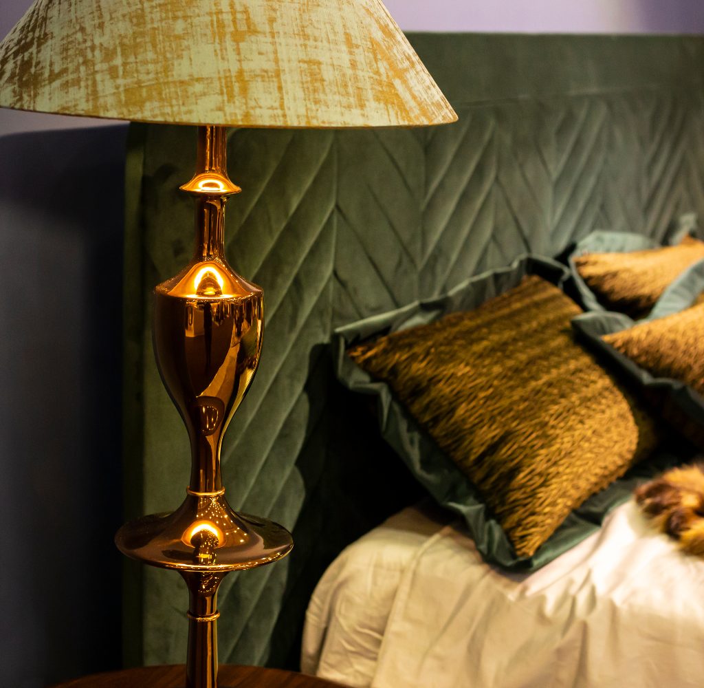 Luxurious green velvet headboard
