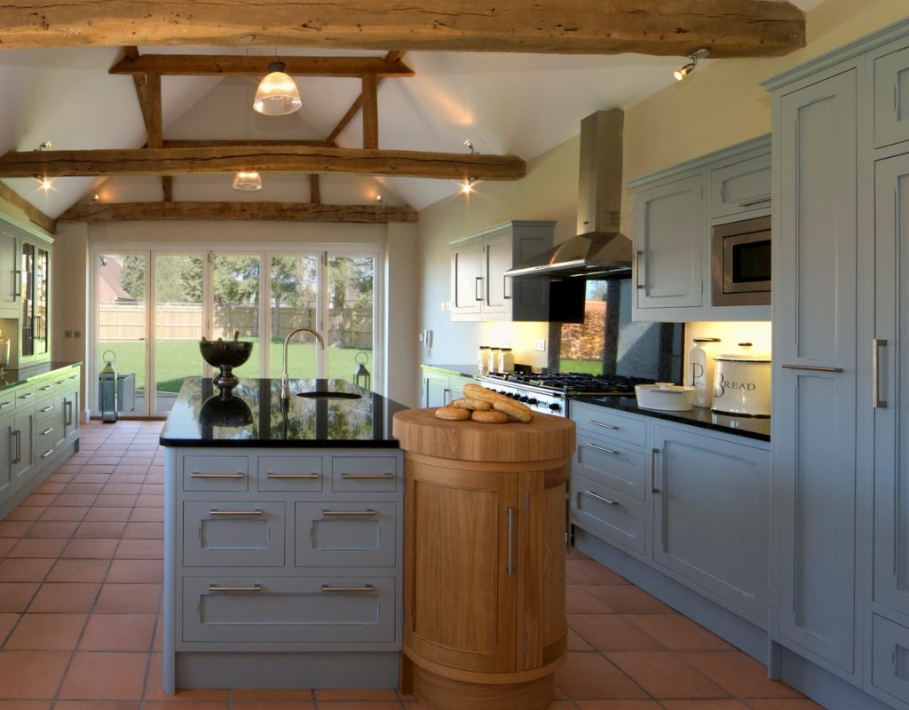 Blue kitchen cabinets in farmhouse design