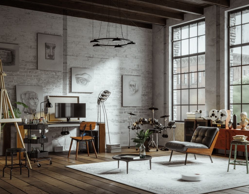 contemporary and industrial designed art studio