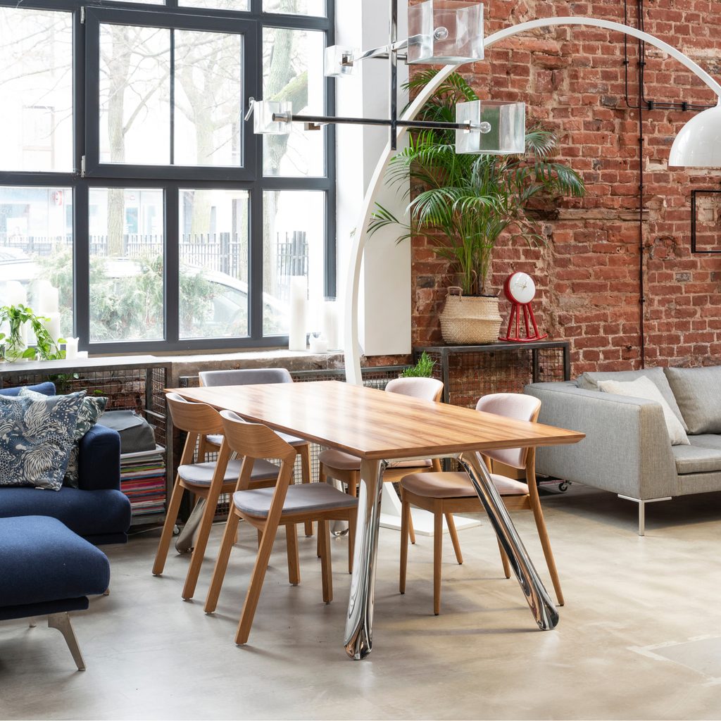 Contemporary industrial living room dining room