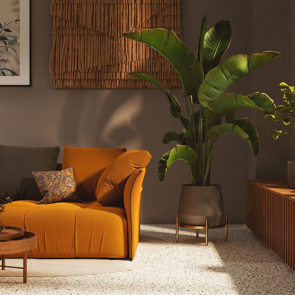 Living room with design inspired by nature