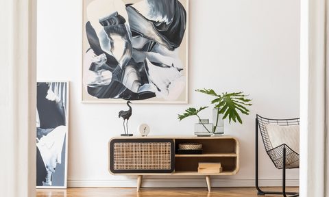 modern new-build home entryway with period decor