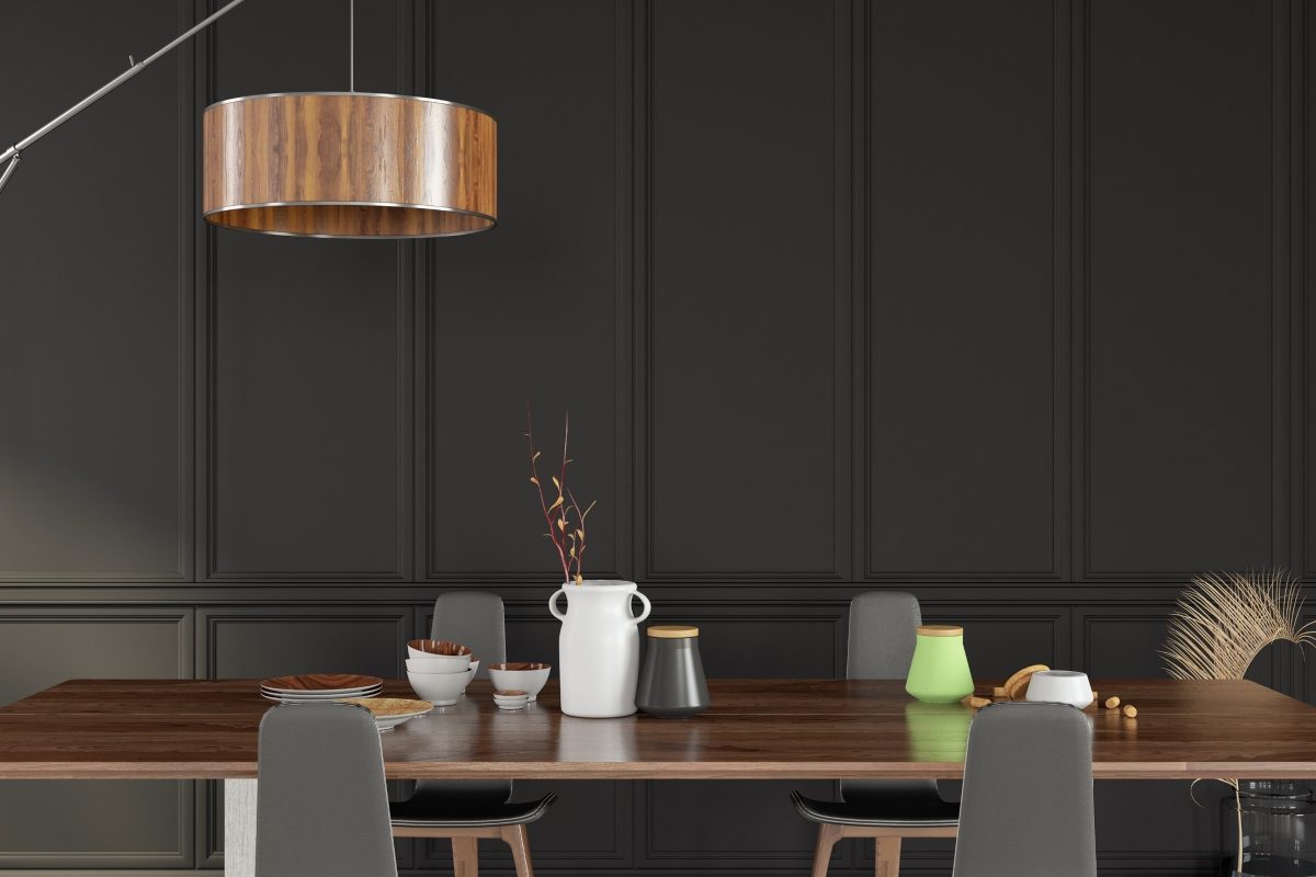 Moody rich gray dining room wall color for an elegant look