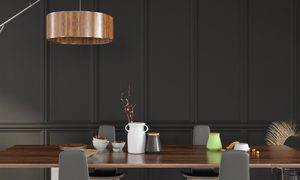 Moody rich gray dining room wall color for an elegant look