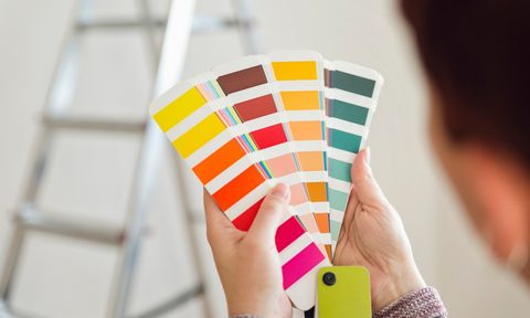 person holding color swatches