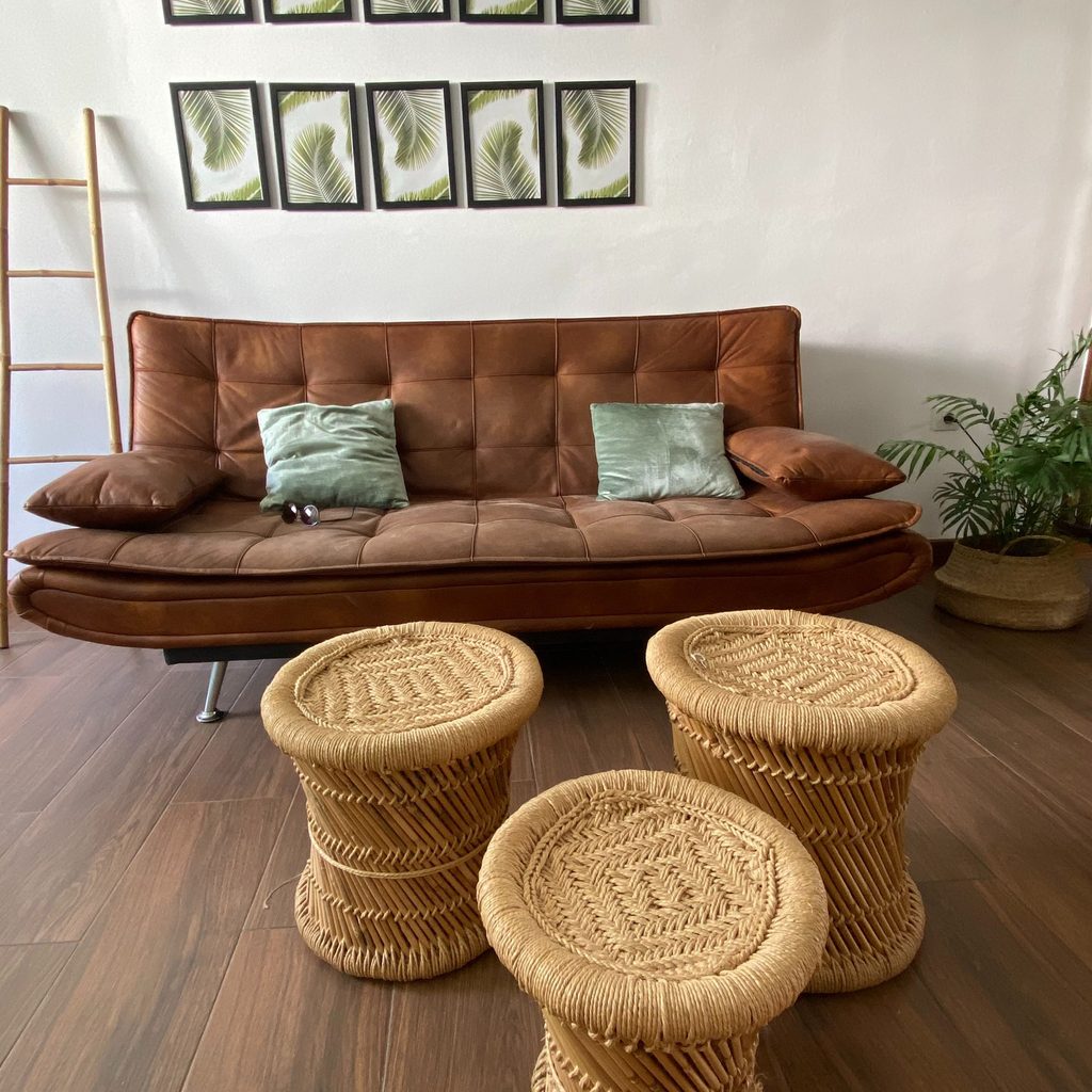 Living room with faux wood vinyl floors