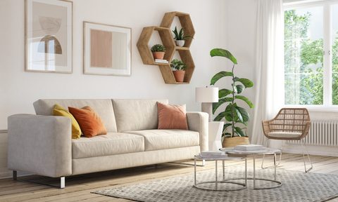 Modern living room design with neutral palette