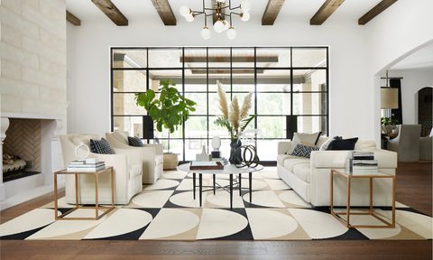 modern neutral patterned living room by FLOR