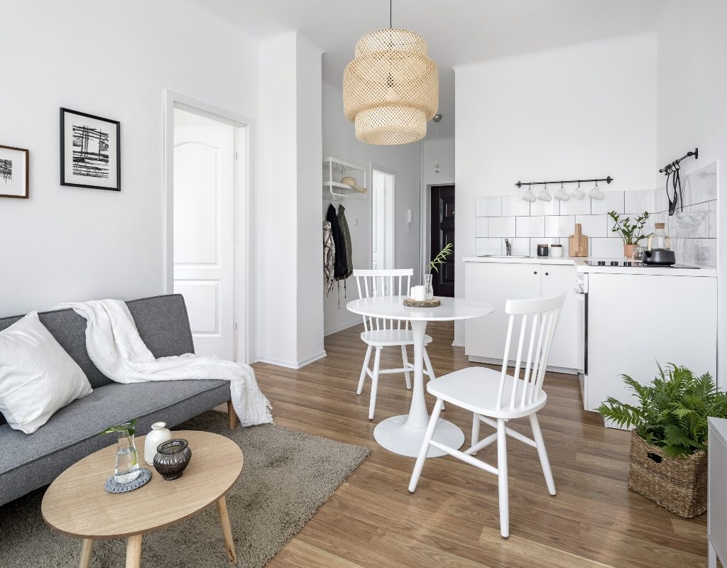 modern studio apartment with raised furniture