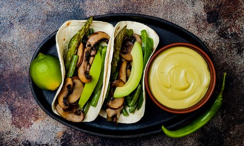 how to make veggie fajitas grilled portobello  asparagus bell peppers green beans poblano mushroom tacos with jalapeno cilant