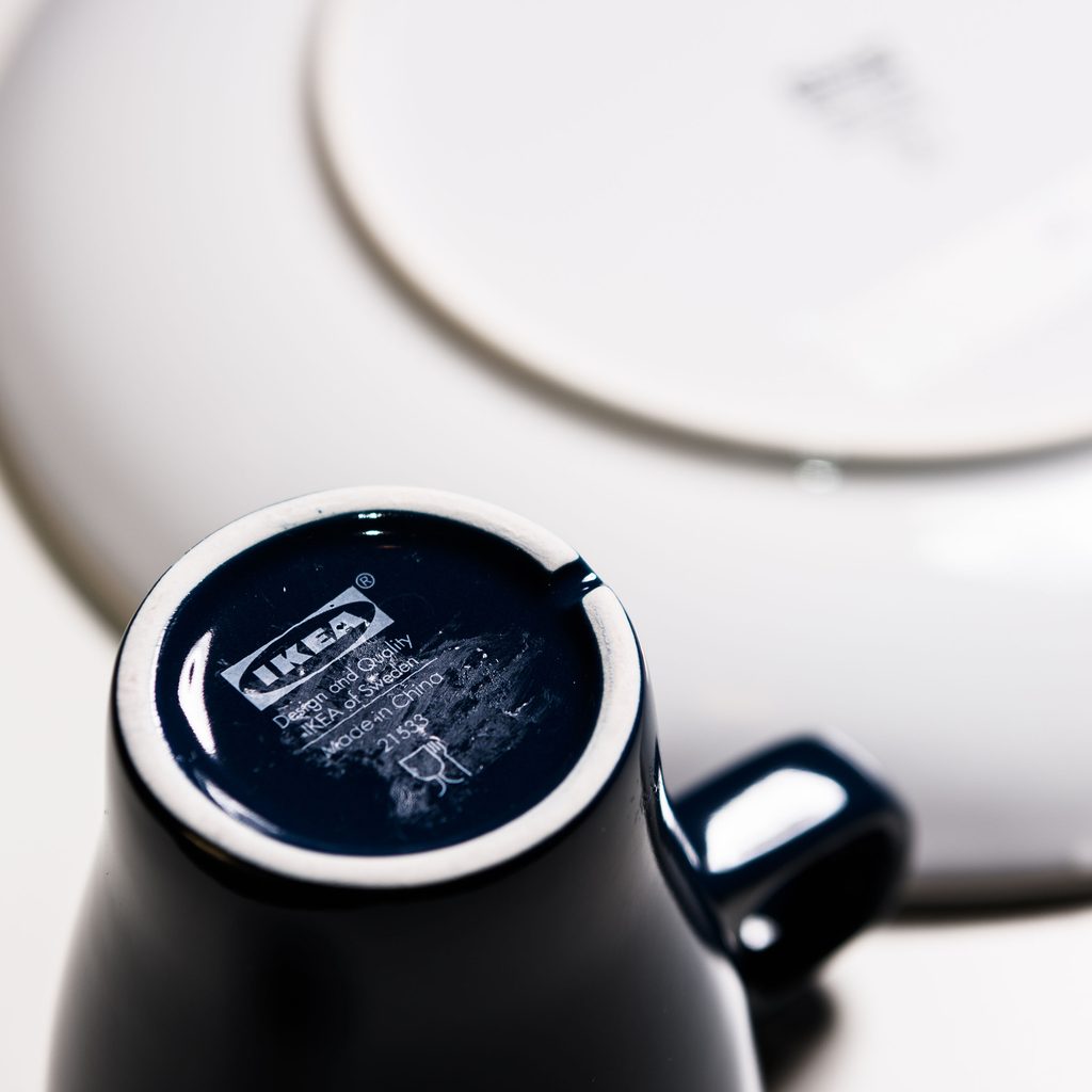 Plate and mug with sticky residue