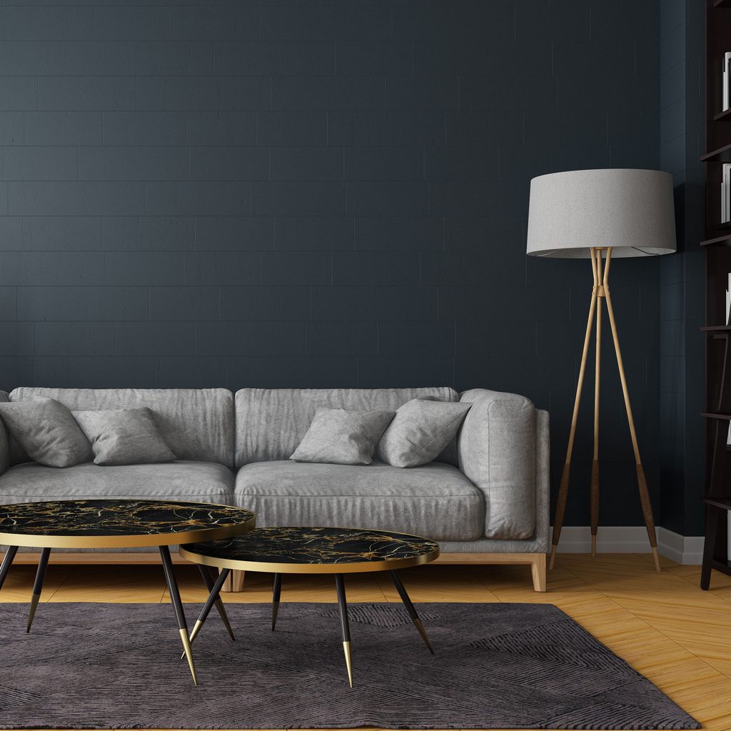 Reading nook with corner floor lamp