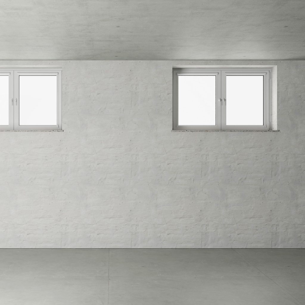 Standard basement with gray cement walls