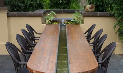 river table design ideas with water feature