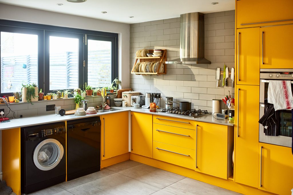 yellow kitchen cabients