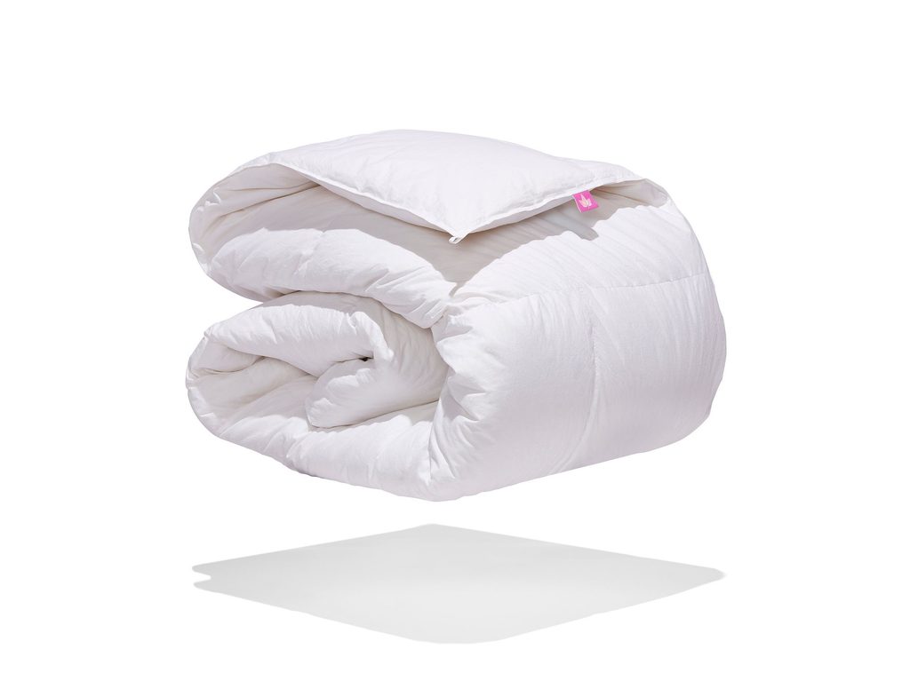 Thick and warm Canadian Down duvet by itself and folded.