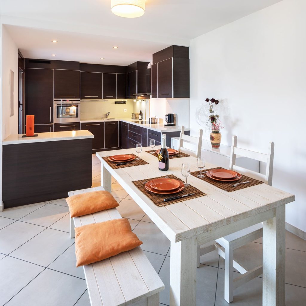 Kitchen island with bench seating