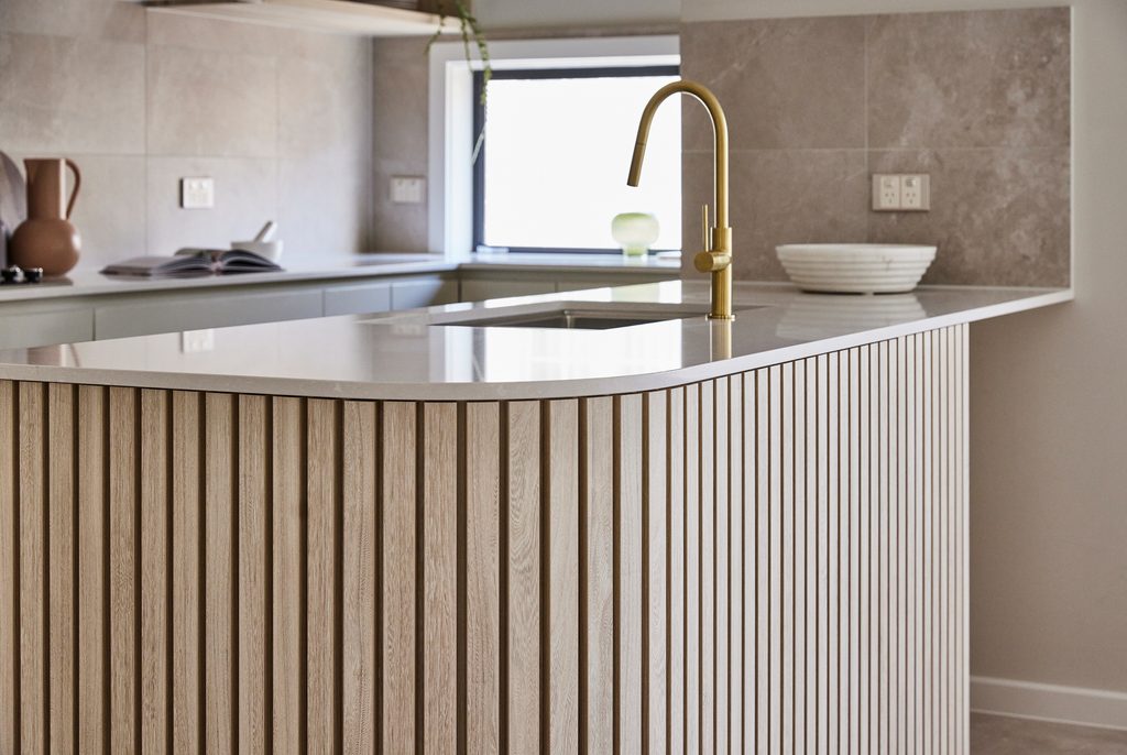 Fluted kitchen cabinet