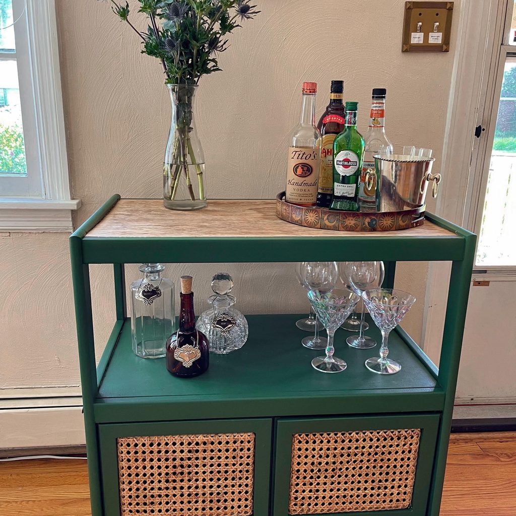 Bar cart in living room