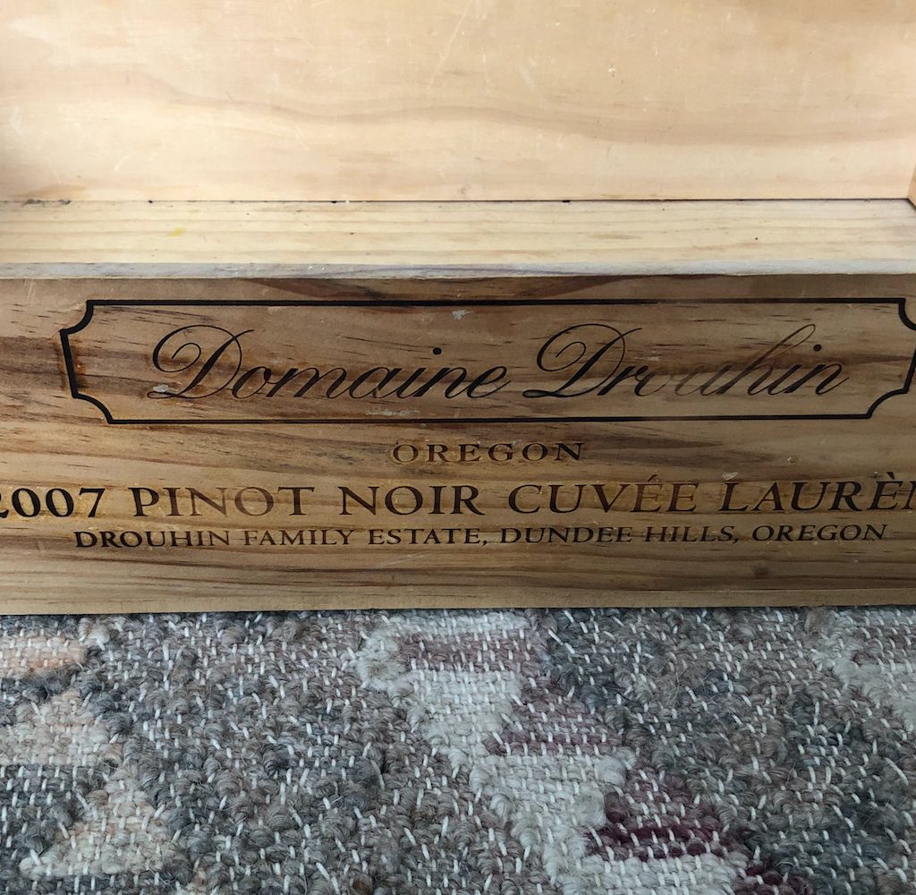 A wooden wine crate
