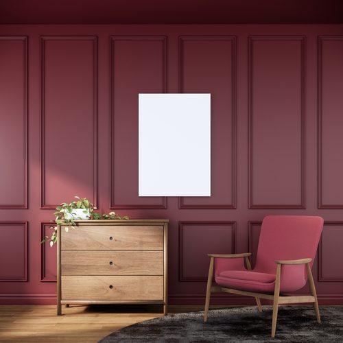 Red wood paneling in living room