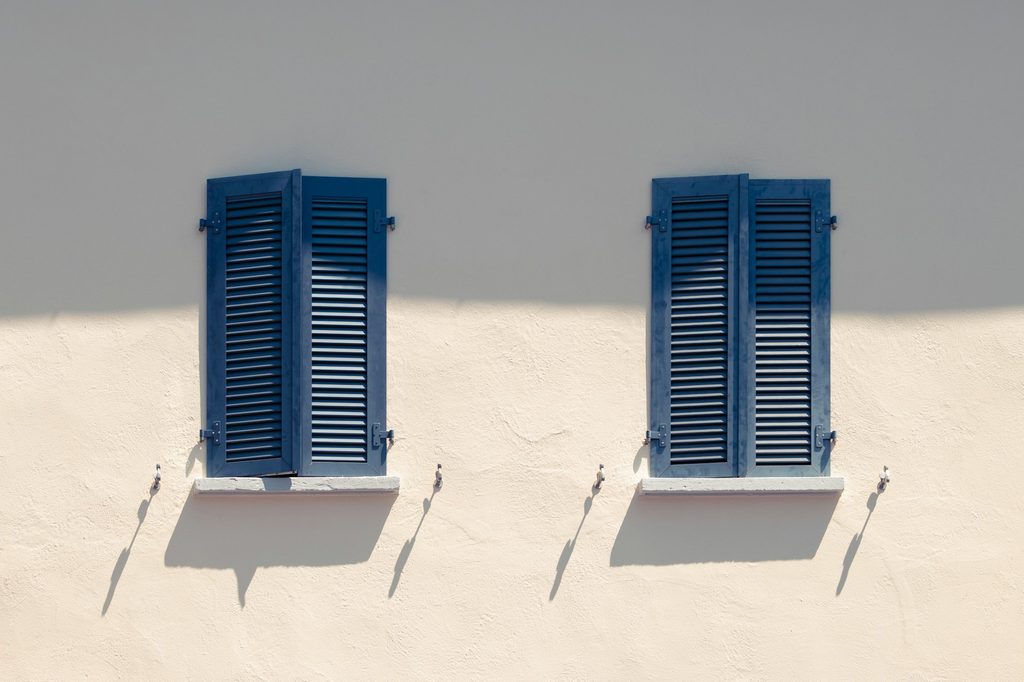 navy blue window shutters