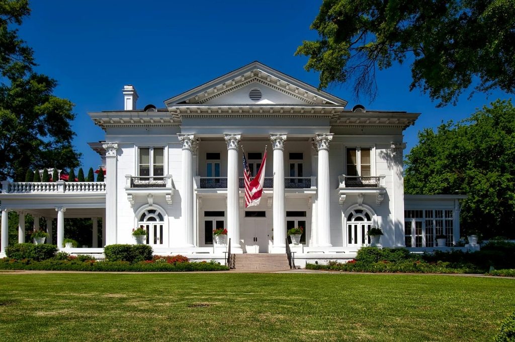 white greek revival house front facade