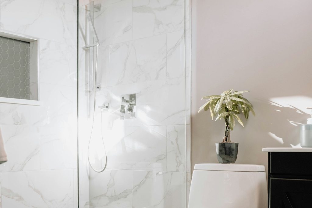 marble tiling in shower