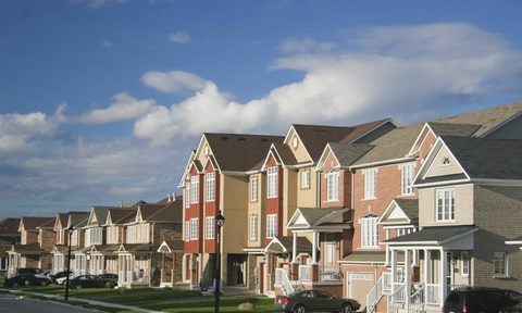 American suburban craftsman style townhouses
