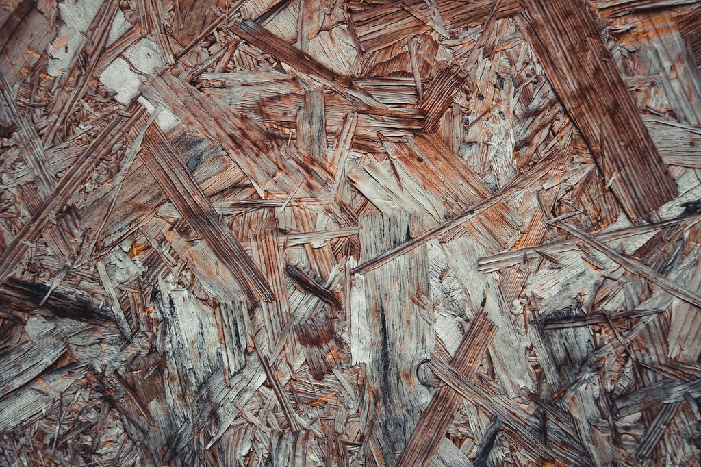 Close up of rough particle board