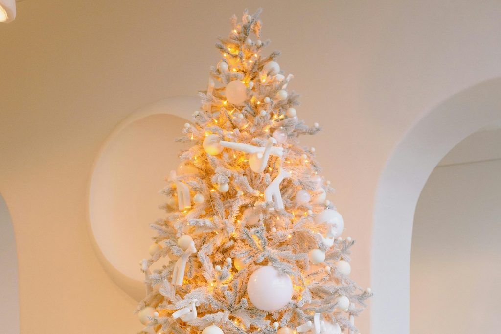 modern and minimal white christmas tree