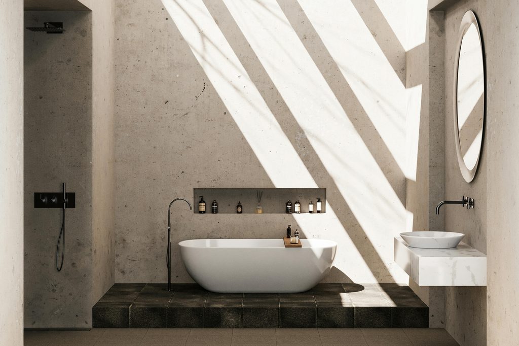 natural stone in minimal bathroom design