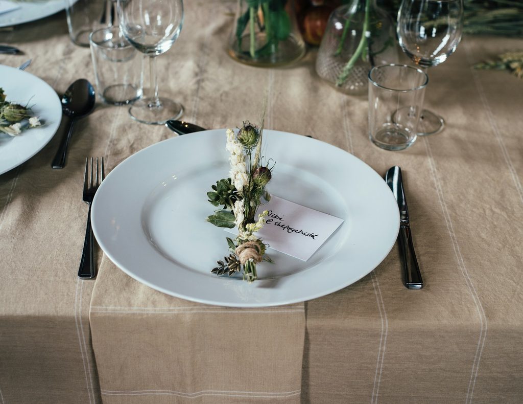 Table setting with elegant glassware