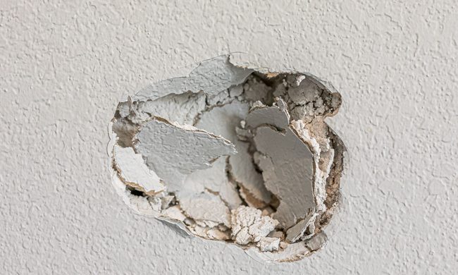 Hole in drywall surface. How to repair drywall fast