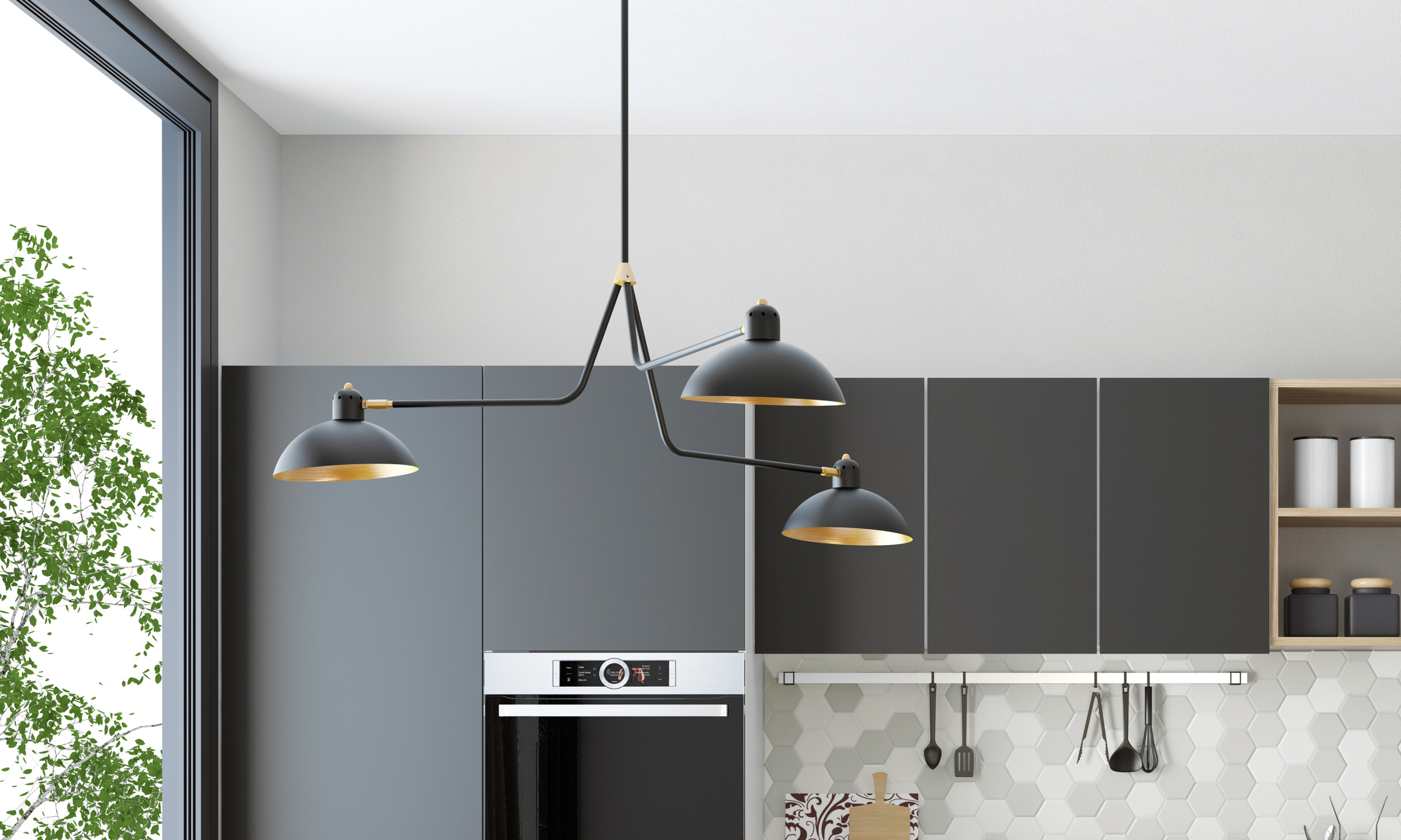 Decorative ceiling light in the kitchen