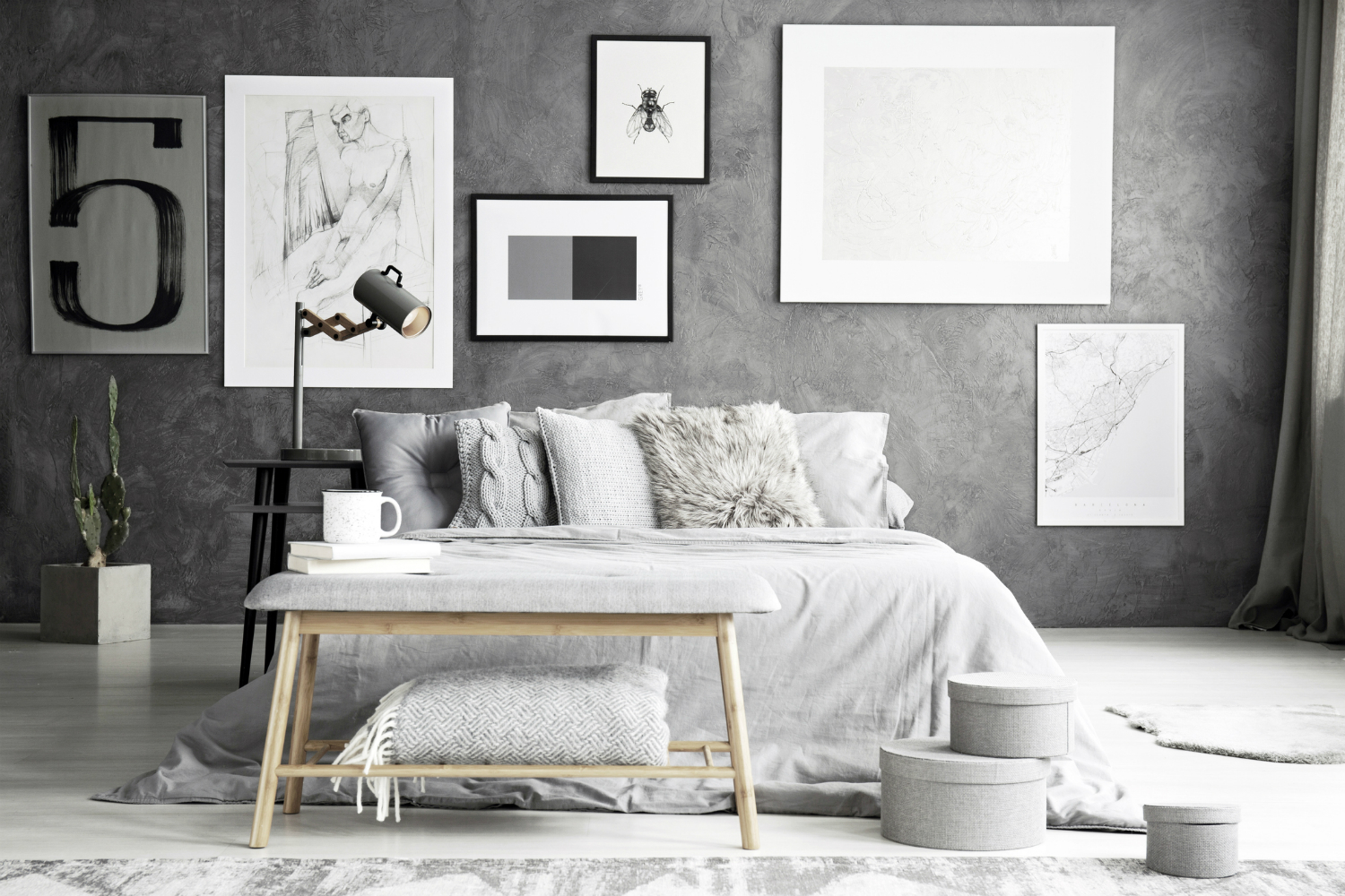 Gallery wall in bedroom