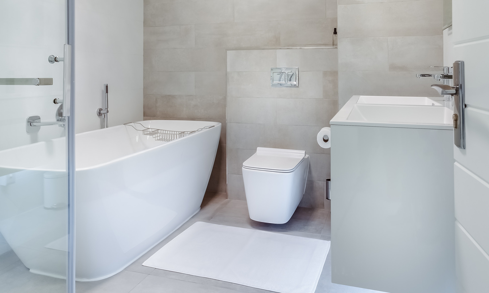 modern bathroom and bathtub